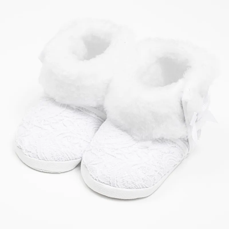 New Baby Kojenecké zimní krajkové kozačky 0-3 m bílé