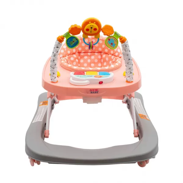 New Baby Dětské chodítko se silikonovými kolečky Forest Kingdom Pink