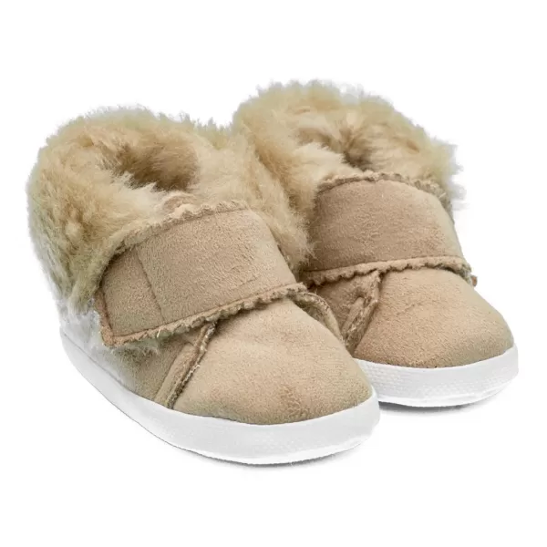 New Baby Kojenecké zimní semiškové capáčky 0-3 m světlo hnědé