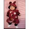 New Baby Kojenecký bavlněný overal s kapucí a oušky tlapka tmavě růžový