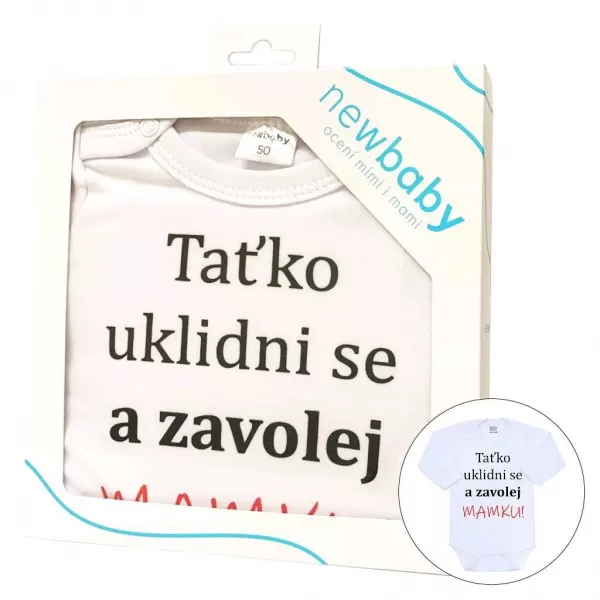 New Baby Body s potiskem a zavolej MAMKU! - dárkové balení