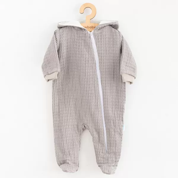New Baby Kojenecký mušelínový overal s kapucí Comfort clothes