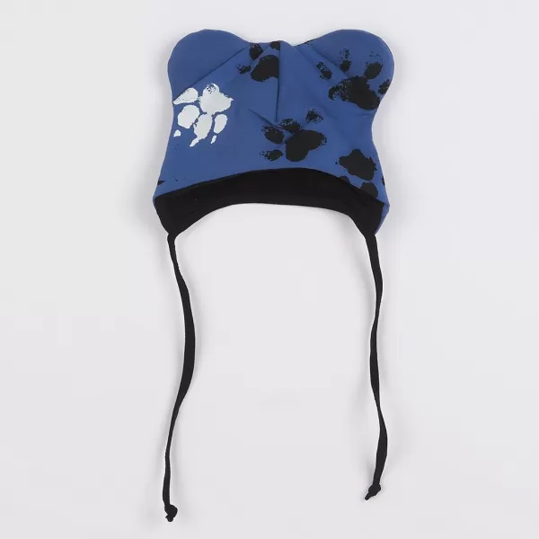 New Baby Kojenecká bavlněná čepička s oušky tlapka