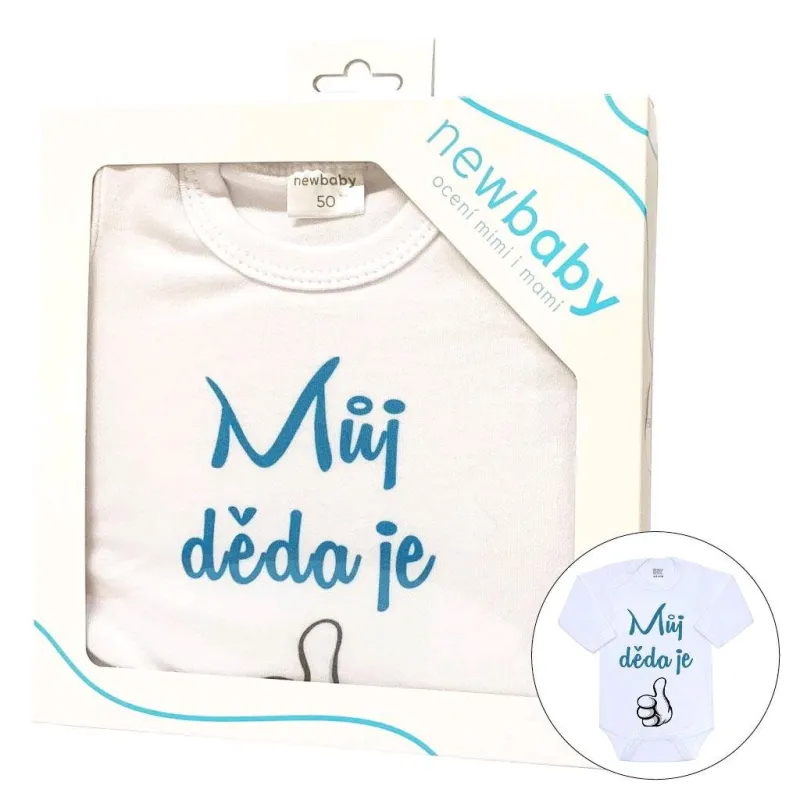 New Baby Body s potiskem Můj děda je jednička - dárkové balení