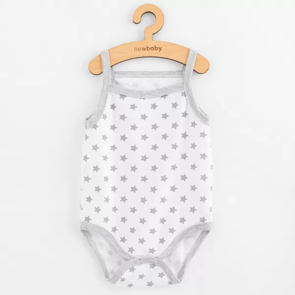 New Baby Kojenecké body bez rukávů Classic II hvězdičky šedé holka