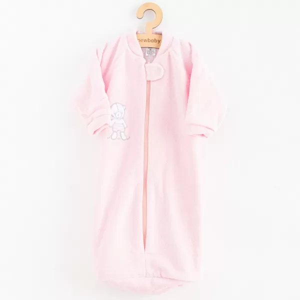 New Baby Kojenecký froté spací pytel medvídek růžový