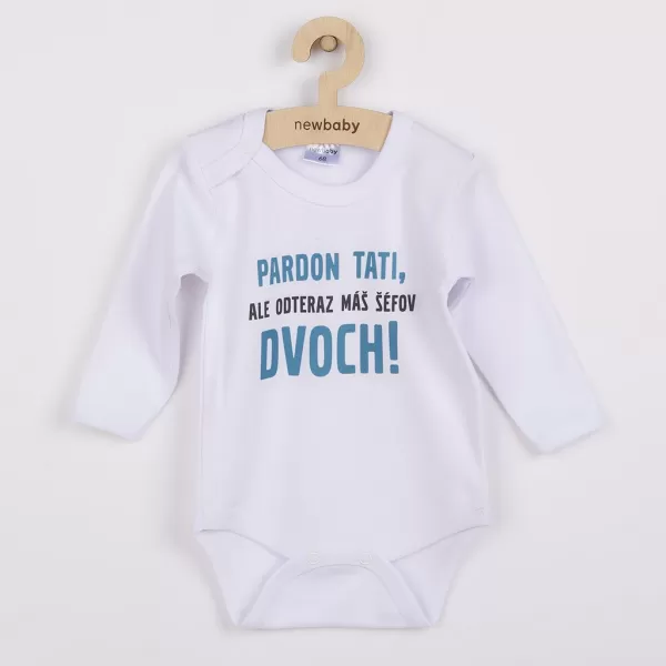 New Baby Body s potiskem Pardon tati,... máš šéfov dvoch! - darčekové balenie