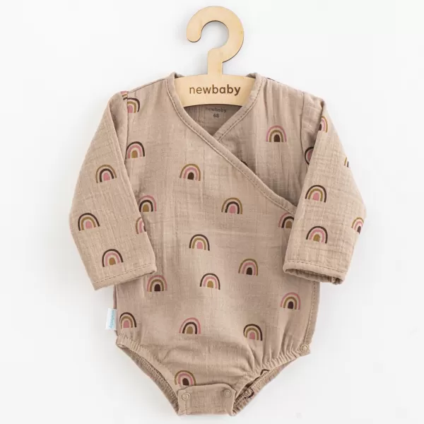 New Baby Kojenecké mušelínové body s bočním zavazováním Rainbow