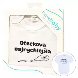 New Baby Body s potiskem Oteckova najrýchlejšia - darčekové balenie