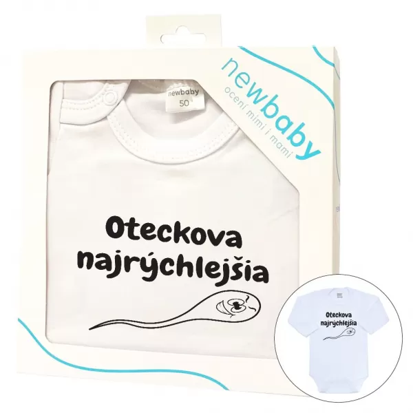 New Baby Body s potiskem Oteckova najrýchlejšia - darčekové balenie