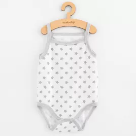 New Baby Kojenecké body bez rukávů Classic II hvězdičky šedé holka