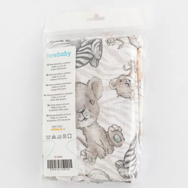 New Baby Bavlněné pleny s potiskem 70x80 cm 3 ks UNI