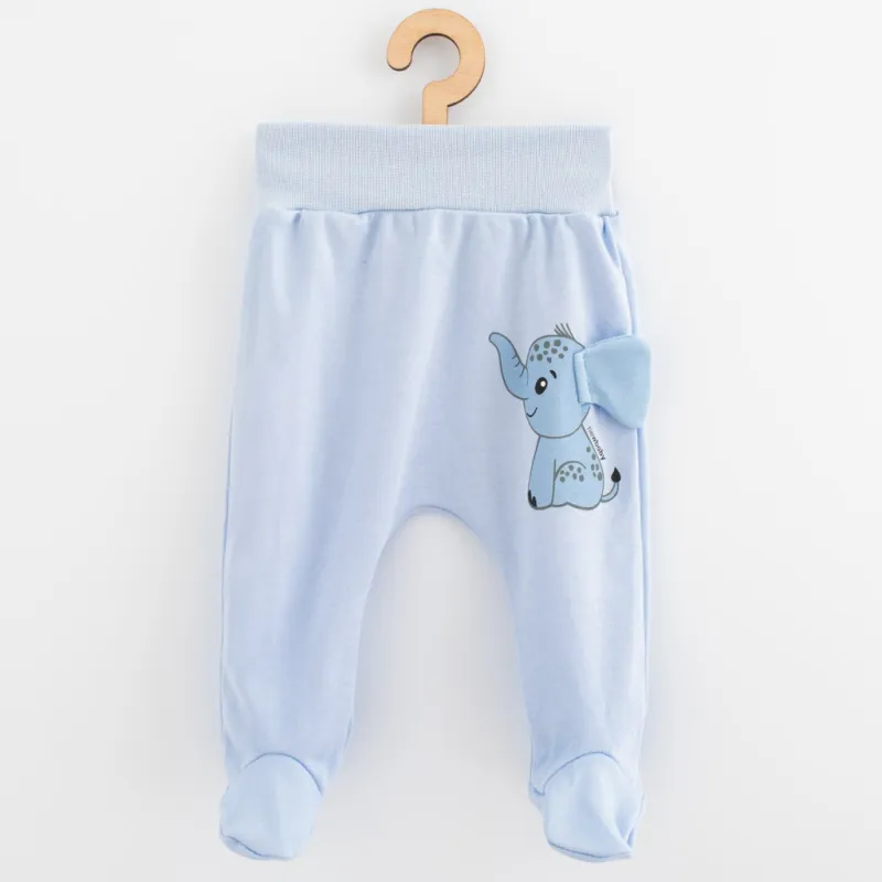New Baby Kojenecké bavlněné polodupačky Happy Elephant blue