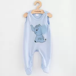New Baby Kojenecké bavlněné dupačky Happy Elephant blue