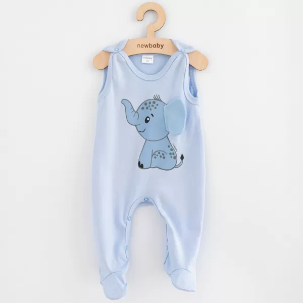 New Baby Kojenecké bavlněné dupačky Happy Elephant blue