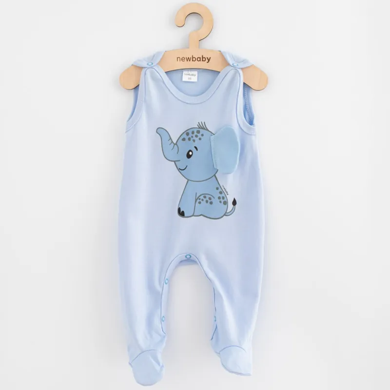 New Baby Kojenecké bavlněné dupačky Happy Elephant blue