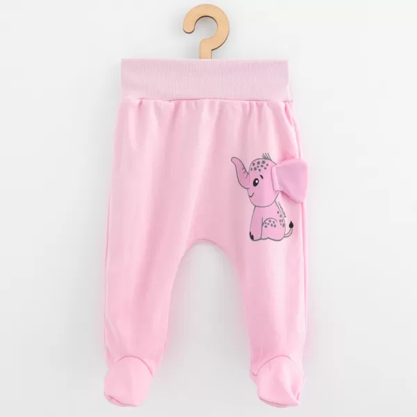 New Baby Kojenecké bavlněné polodupačky Happy Elephant pink