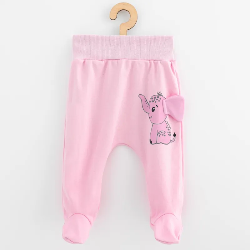 New Baby Kojenecké bavlněné polodupačky Happy Elephant pink