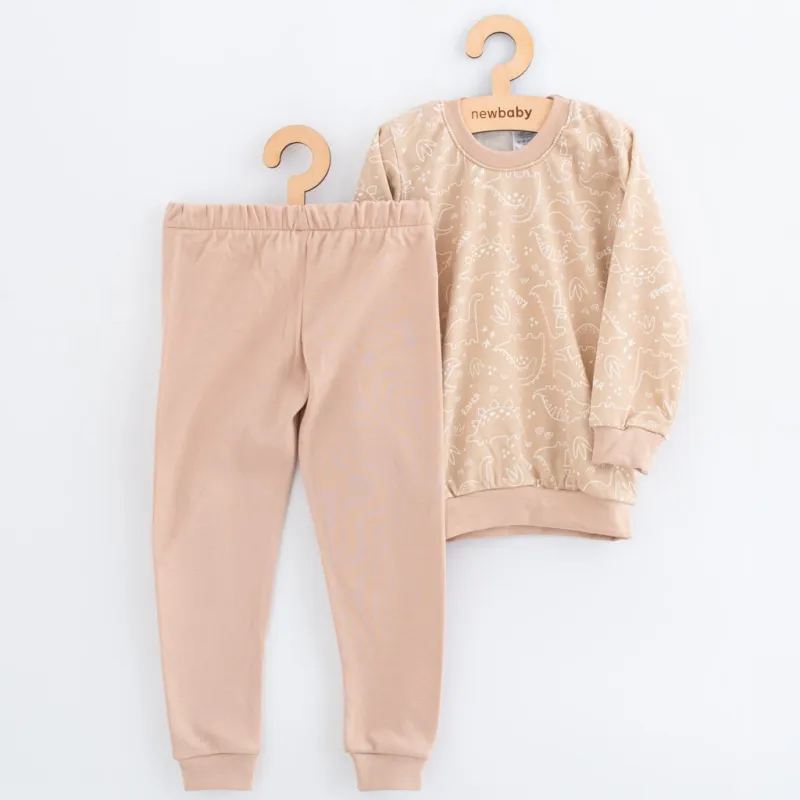 New Baby Dětské bavlněné pyžamko beige dino