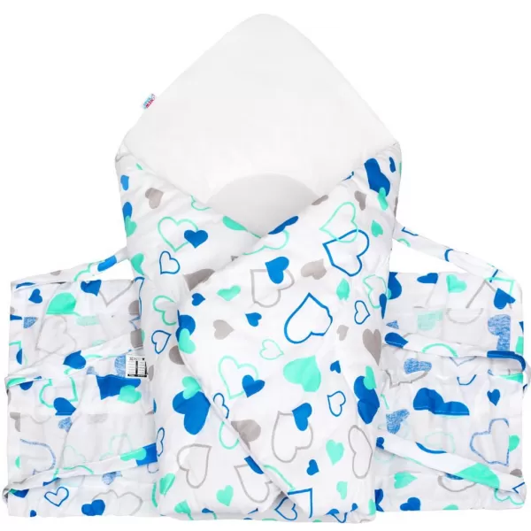 New Baby Klasická šněrovací zavinovačka modrá srdíčka