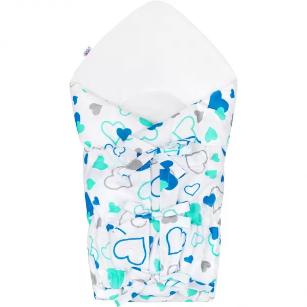 New Baby Klasická šněrovací zavinovačka modrá srdíčka