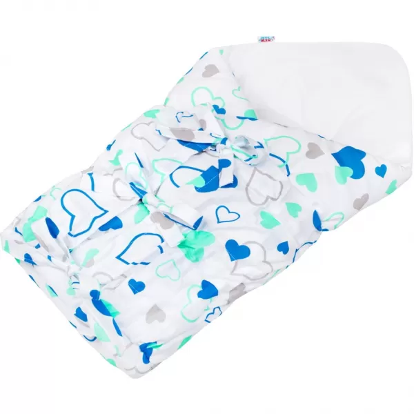 New Baby Klasická šněrovací zavinovačka modrá srdíčka