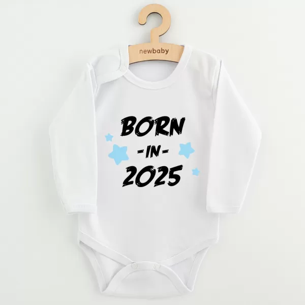 New Baby Dětské body s potiskem BORN IN 2025 blue