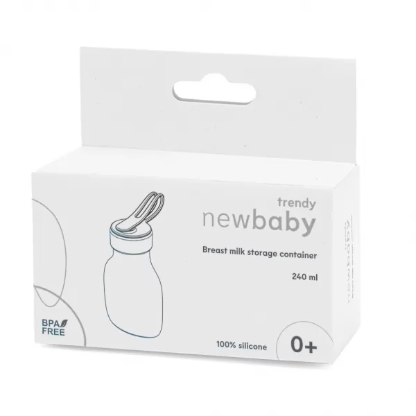 New Baby Silikonová lahvička na mateřské mléko modrá