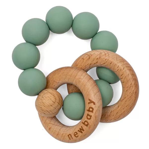 New Baby Dětské silikonové kousátko s kuličkami šedé