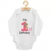 New Baby Dětské body s potiskem My first birthday pink