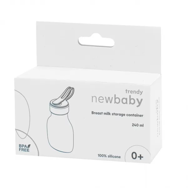 New Baby Silikonová lahvička na mateřské mléko hnědá