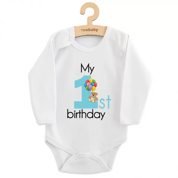 New Baby Dětské body s potiskem My first birthday blue
