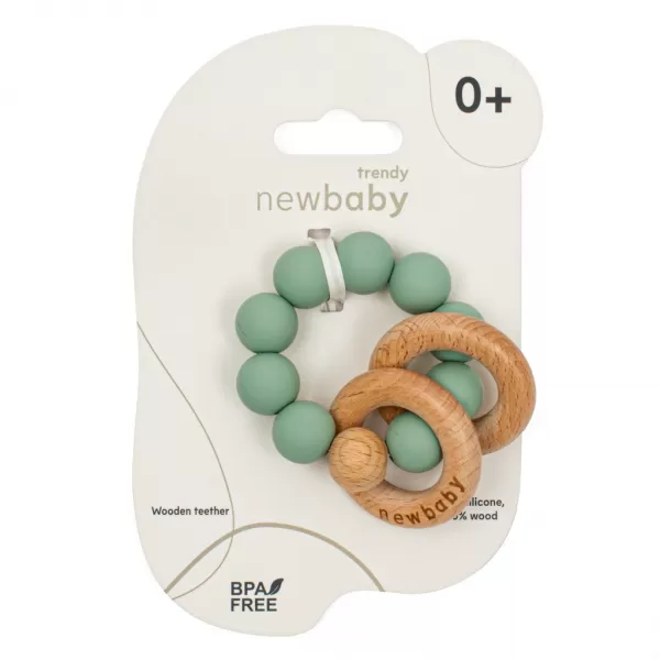 New Baby Dětské silikonové kousátko s kuličkami šedé