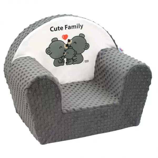 New Baby Dětské křeslo z Minky Cute Family šedé
