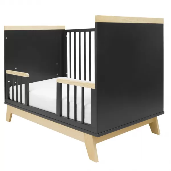 New Baby Dětská postýlka se zábranou MARCUS 120x60 cm grafit/přírodní
