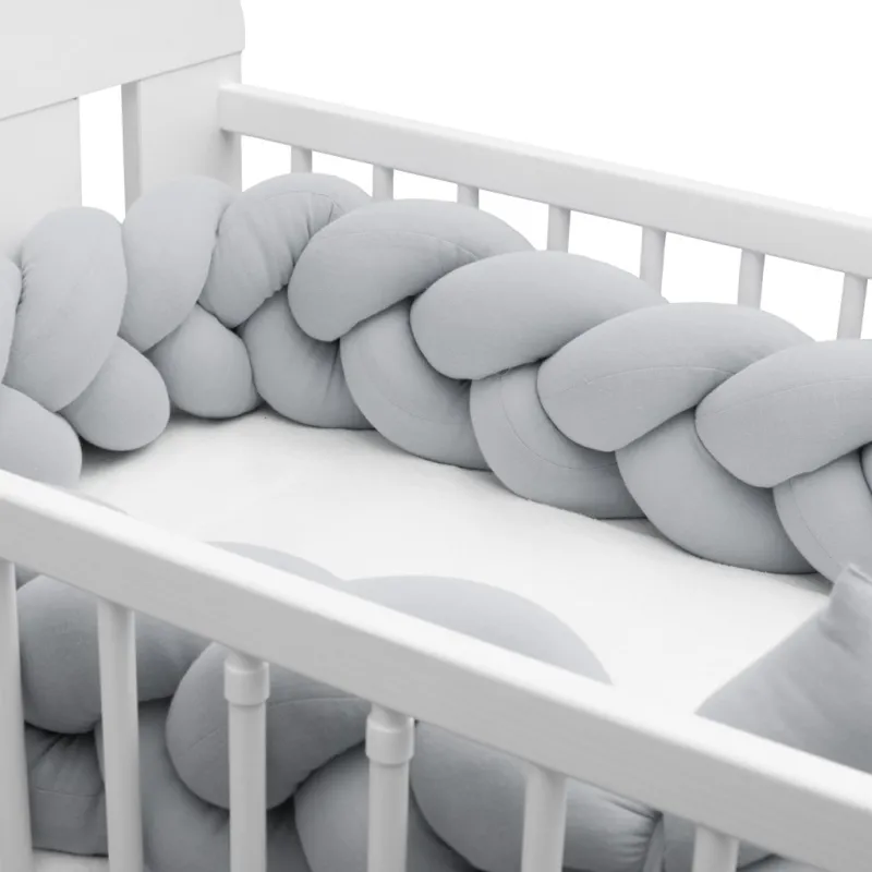New Baby Ochranný mantinel do postýlky cop mušelínový světle šedý