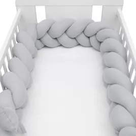 New Baby Ochranný mantinel do postýlky cop mušelínový světle šedý