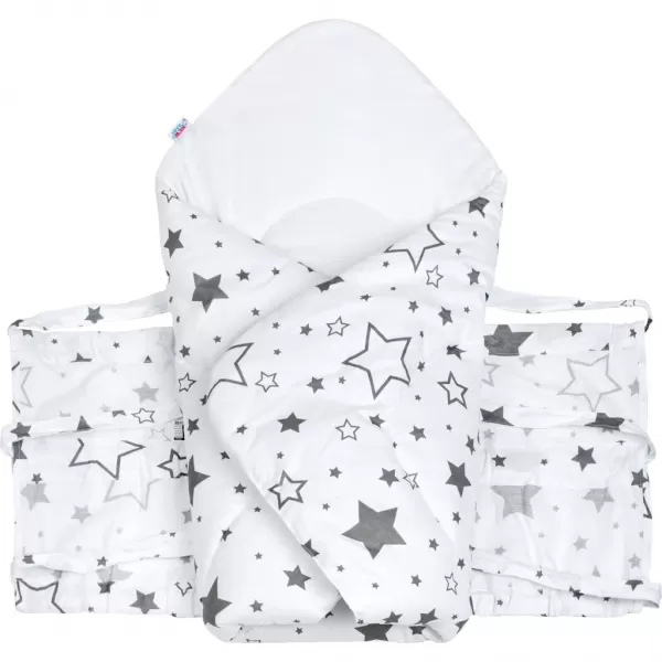 New Baby Klasická šněrovací zavinovačka bílá hvězdy šedé
