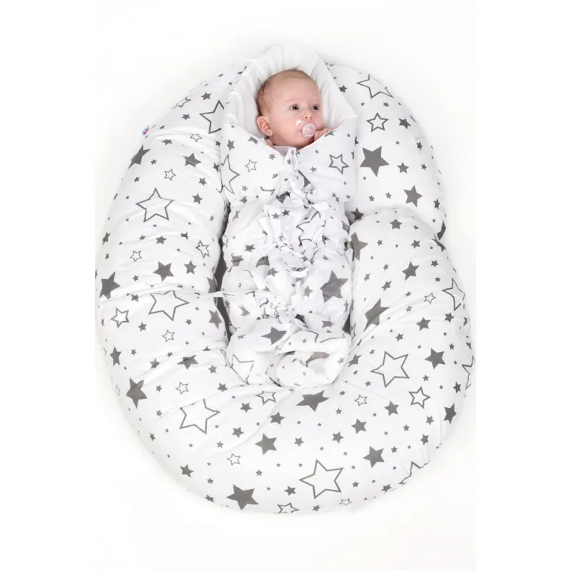 New Baby Univerzální kojící polštář ve tvaru C hvězdy šedé