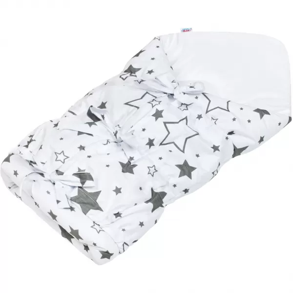 New Baby Klasická šněrovací zavinovačka bílá hvězdy šedé