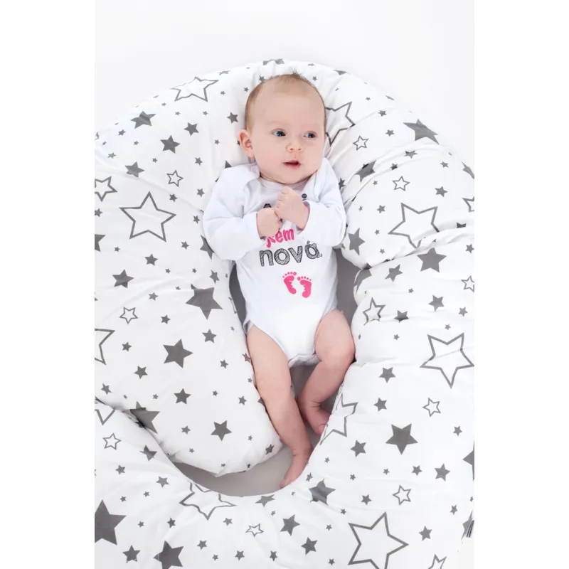 New Baby Povlak na kojící polštář ve tvaru C Hvězdy šedé 285 x16