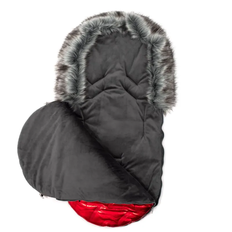New Baby Luxusní fusak s kožíškem červený