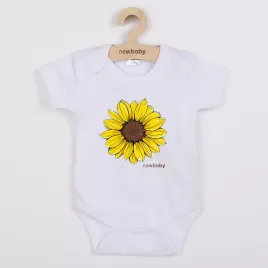New Baby Dětské body s potiskem Slunečnice - krátký rukáv