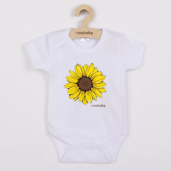 New Baby Dětské body s potiskem Slunečnice - krátký rukáv