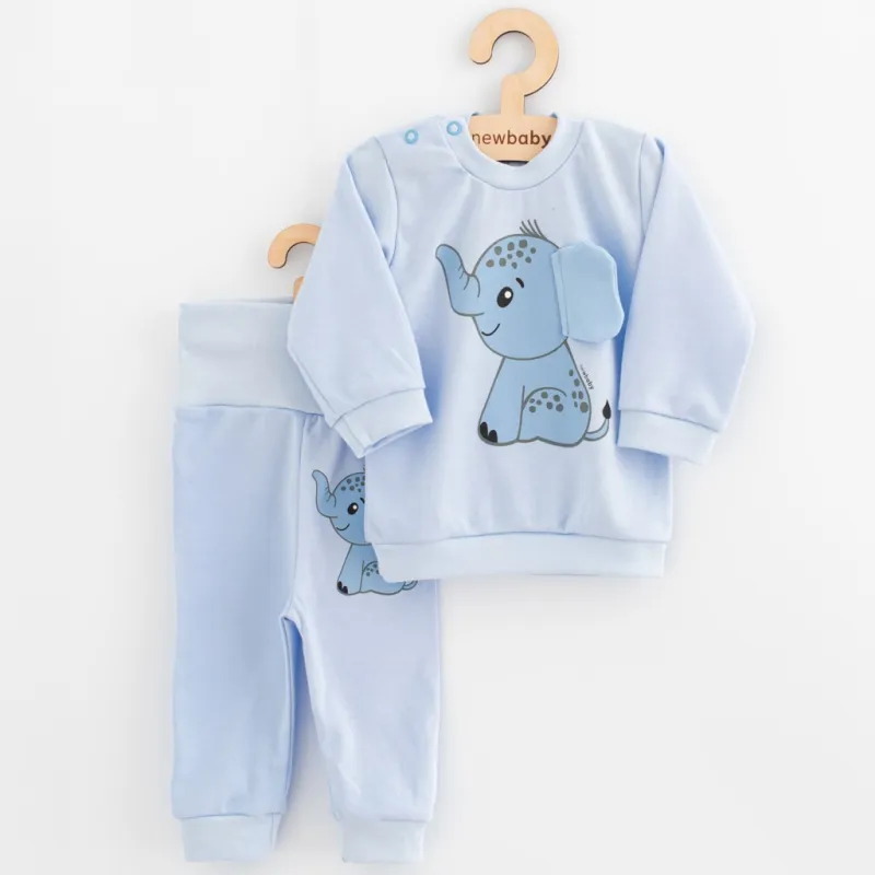 New Baby Kojenecká souprava tričko a tepláčky Happy Elephant blue