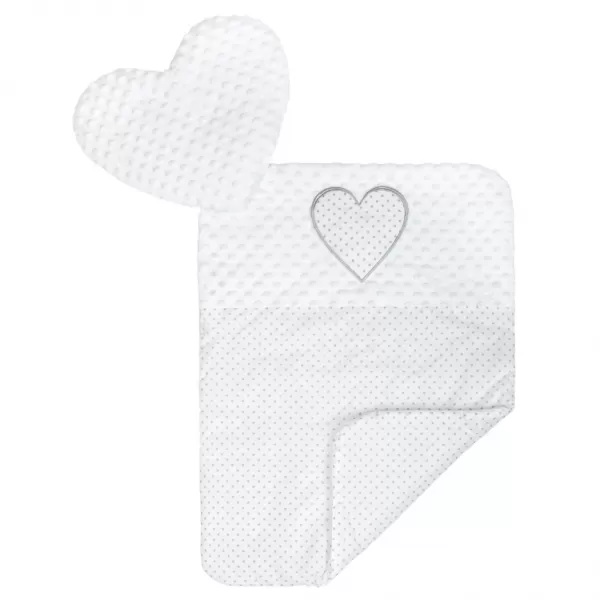 New Baby Luxusní hnízdečko s polštářkem a peřinkou z Minky Srdíčko bílé