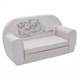New Baby Dětská rozkládací pohovka Lion Family light grey