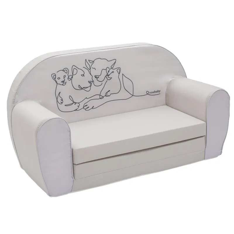New Baby Dětská rozkládací pohovka Lion Family light grey
