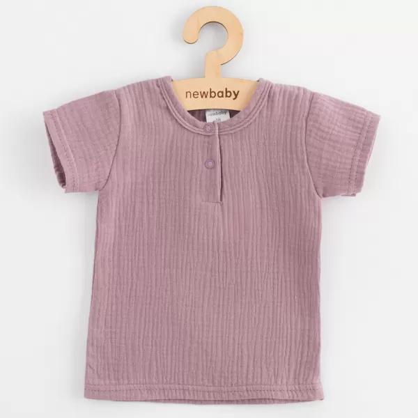 New Baby Kojenecká mušelínová souprava tričko a kalhoty lavender