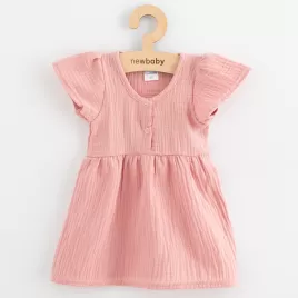 New Baby Kojenecké mušelínové šaty pink